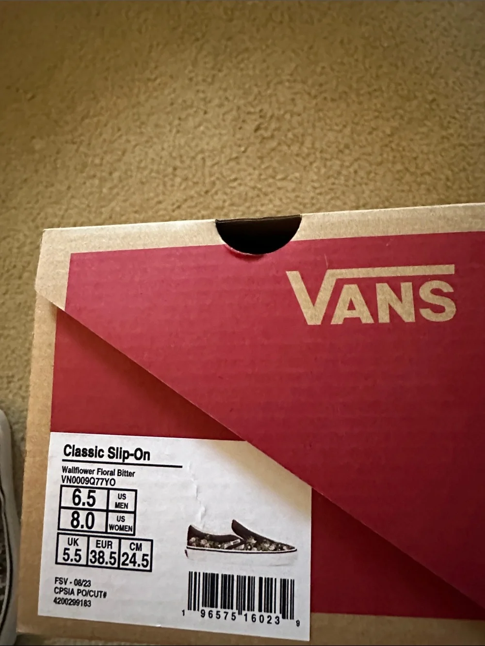 Vans Slip-On Floral Canvas Sneakers in Maroon and Pink - Picture 3 of 3